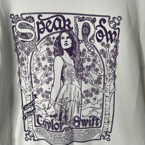 Taylor Swift Sweatshirt Womens Large White Speak Now Taylor's Version Crewneck - Picture 2 of 8